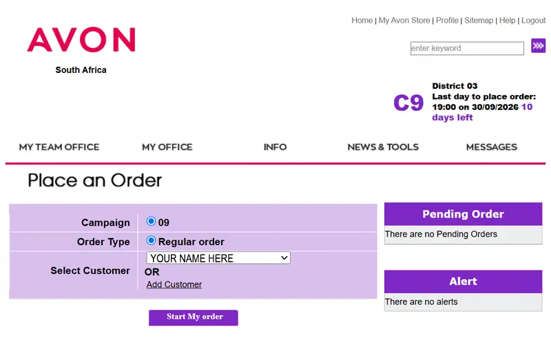 Avon representative website - start your order